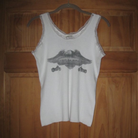 CMJ Sportswear White "Live To Ride" Tank Top - Picture 1 of 2